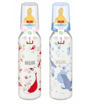 image for Бутылочка стеклянная NUK с латексной соской (0-6 мес.), 250 мл foto