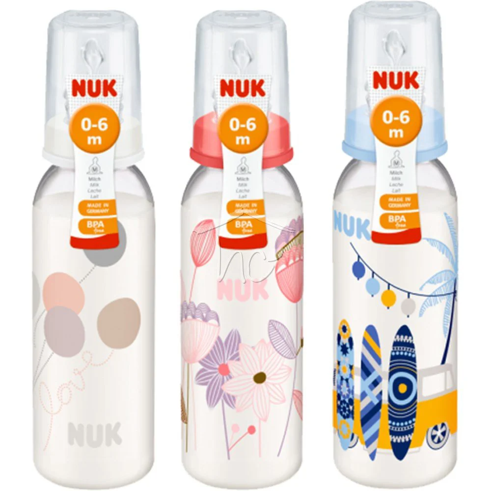 image for Бутылочка пластиковая NUK с силиконовой соской (0-6 мес.), 240 мл foto