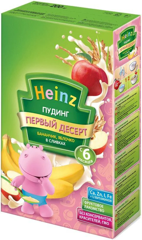 image for Пудинг Heinz бананчик, яблочко в сливках (6+ мес.), 200г foto
