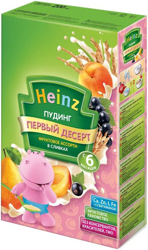 image for Пудинг Heinz фруктовое ассорти в сливках (6+ мес.), 200г foto