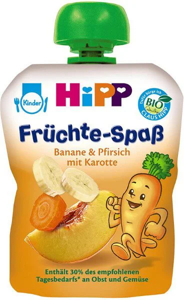 Piure HiPP Surpriza din fructe (banana, piersic si morcov) (12+ luni), 90 g foto