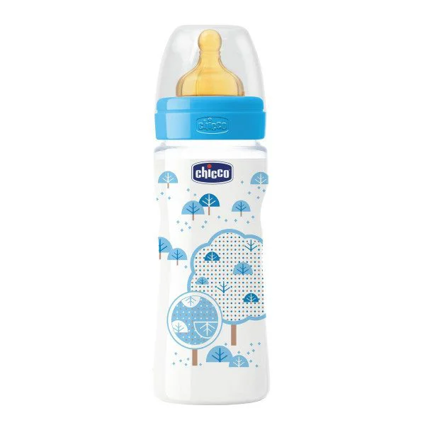 Бутылочка пластиковая Chicco Boy Well Being с латексной соской, 330 мл