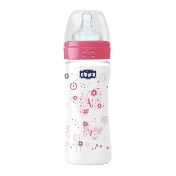 Бутылочка пластиковая Chicco Girl Well Being с силиконовой соской, 250 мл