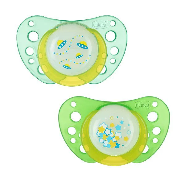 image for Пустышка Chicco Physio Air силиконовая Glowing (0-6 мес.), 2 шт. foto