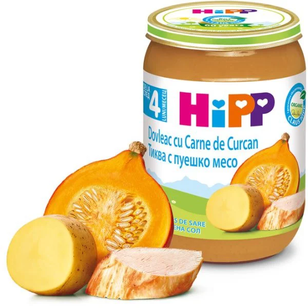 Piure HiPP din curcan cu dovleac (4+ luni), 190 g