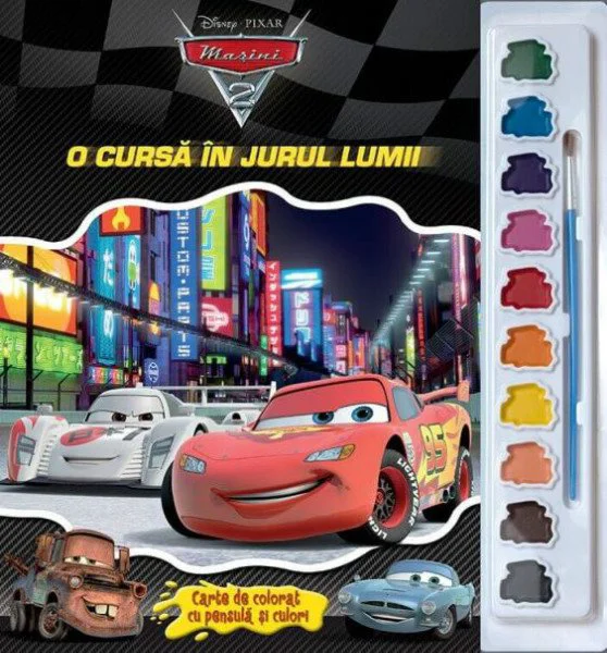 O cursa in jurul lumii. Carte de colorat cu pensula si culori foto
