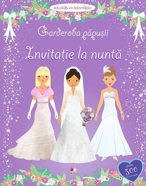 Invitatie la nunta. Garderoba papusii. Activitati cu autocolante