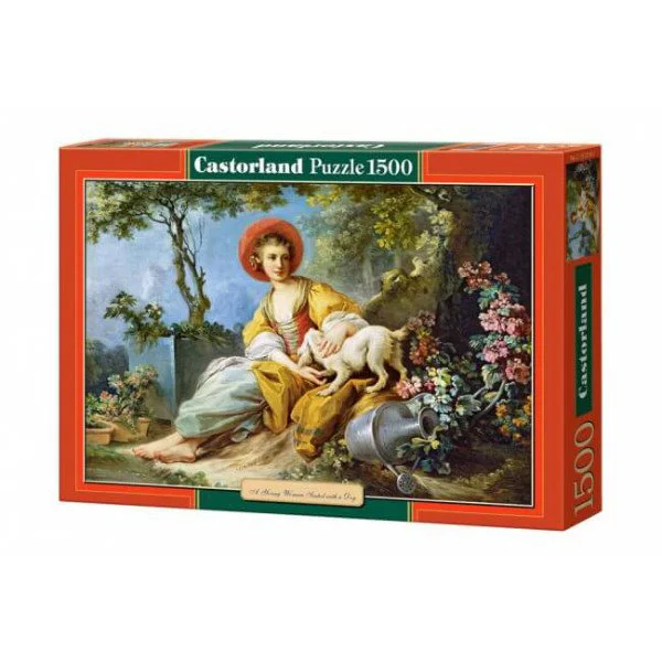 Puzzle Castorland A Young Woman Seated with a Dog, 1500 piese foto