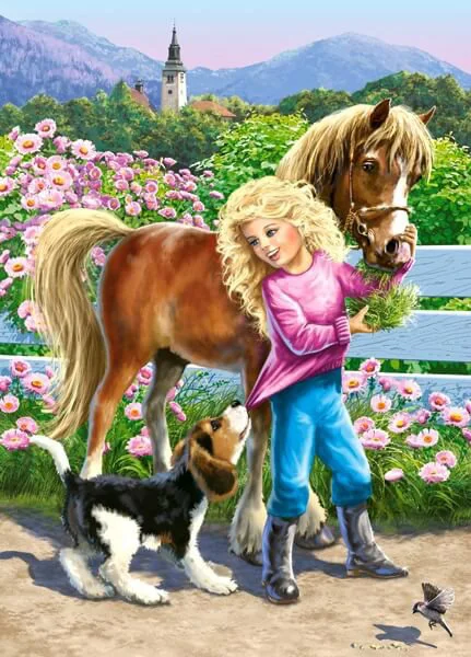 Puzzle Castorland A Walk with Pony and Dog, 60 MIDI piese foto