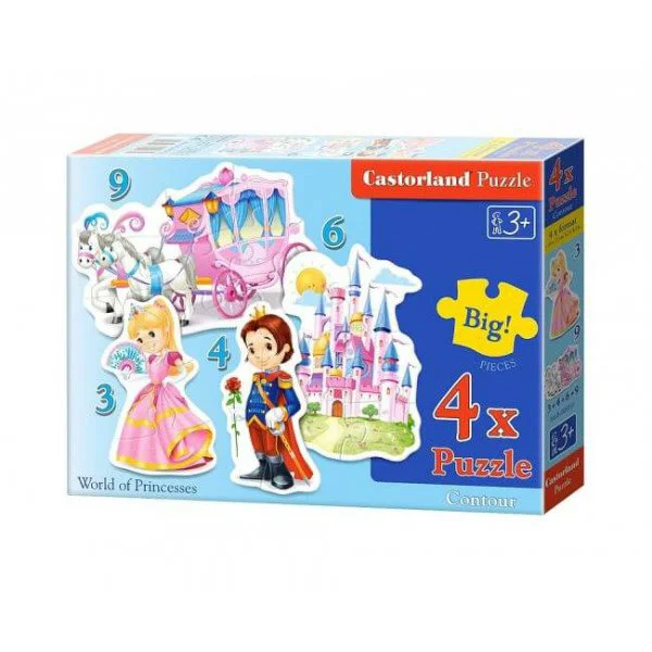 Puzzle Castorland World of Princesses, 4 in 1 (3+4+6+9 piese) foto