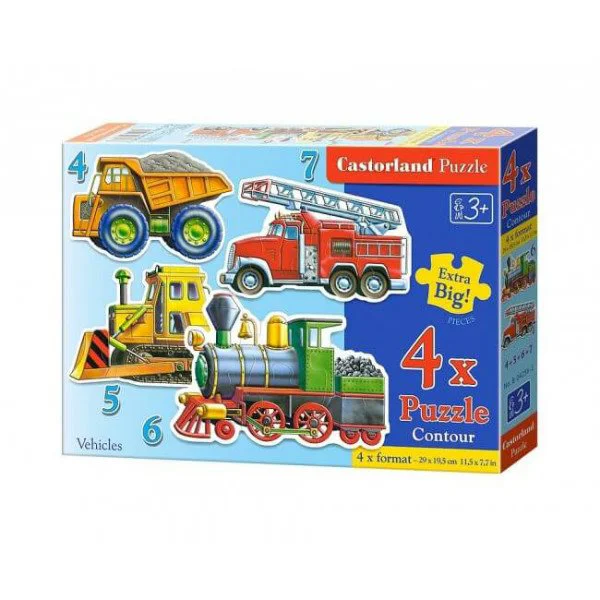 Puzzle Castorland Vehicles, 4 in 1 (4+5+6+7 piese) foto