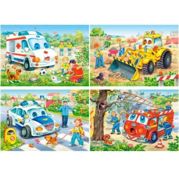 Puzzle Castorland Funny Cars, 4 in 1 (8+12+15+20 piese) foto