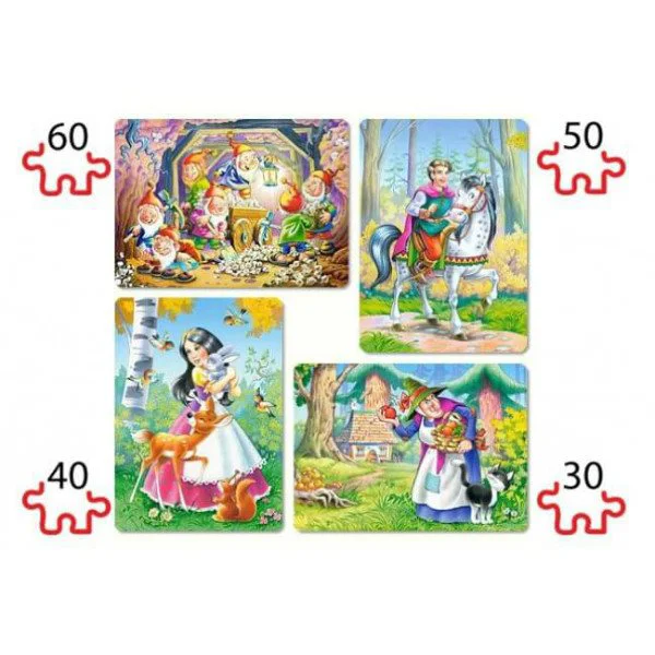 Puzzle Castorland Snow White, 4 in 1 (30+40+50+60 piese) foto