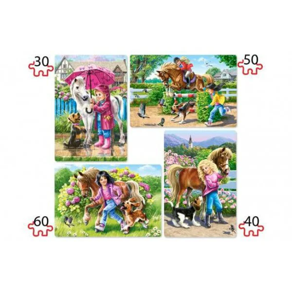 Puzzle Castorland Fun with Horses, 4 in 1 (30+40+50+60 piese) foto