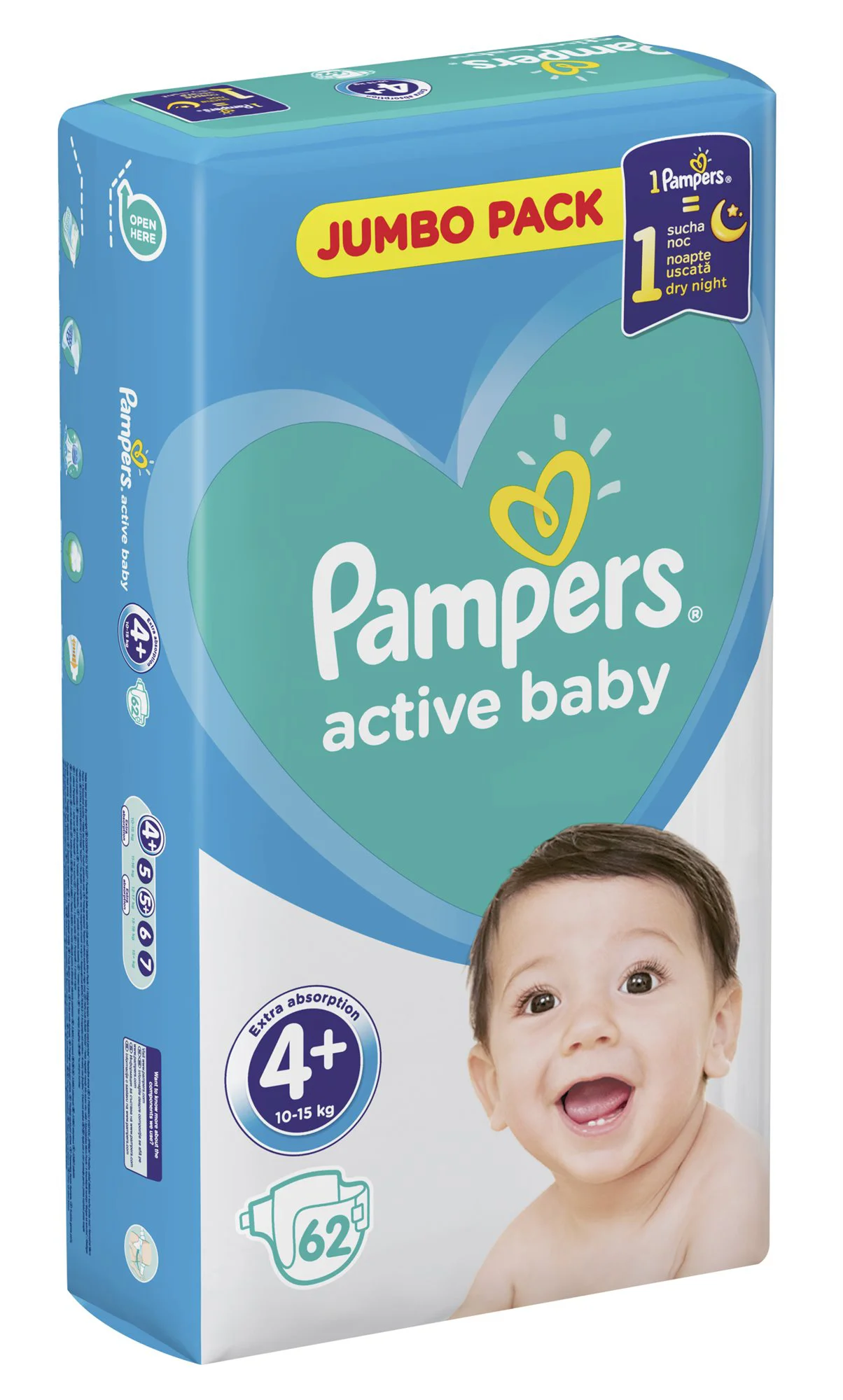 Scutece Pampers Active Baby 4+ Maxi (10-15 kg), 62 buc. foto