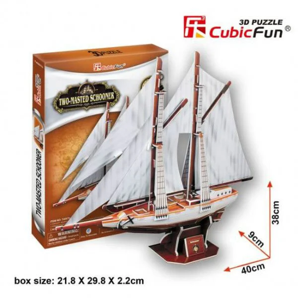 Puzzle 3D CubicFun Two-masted schooner foto