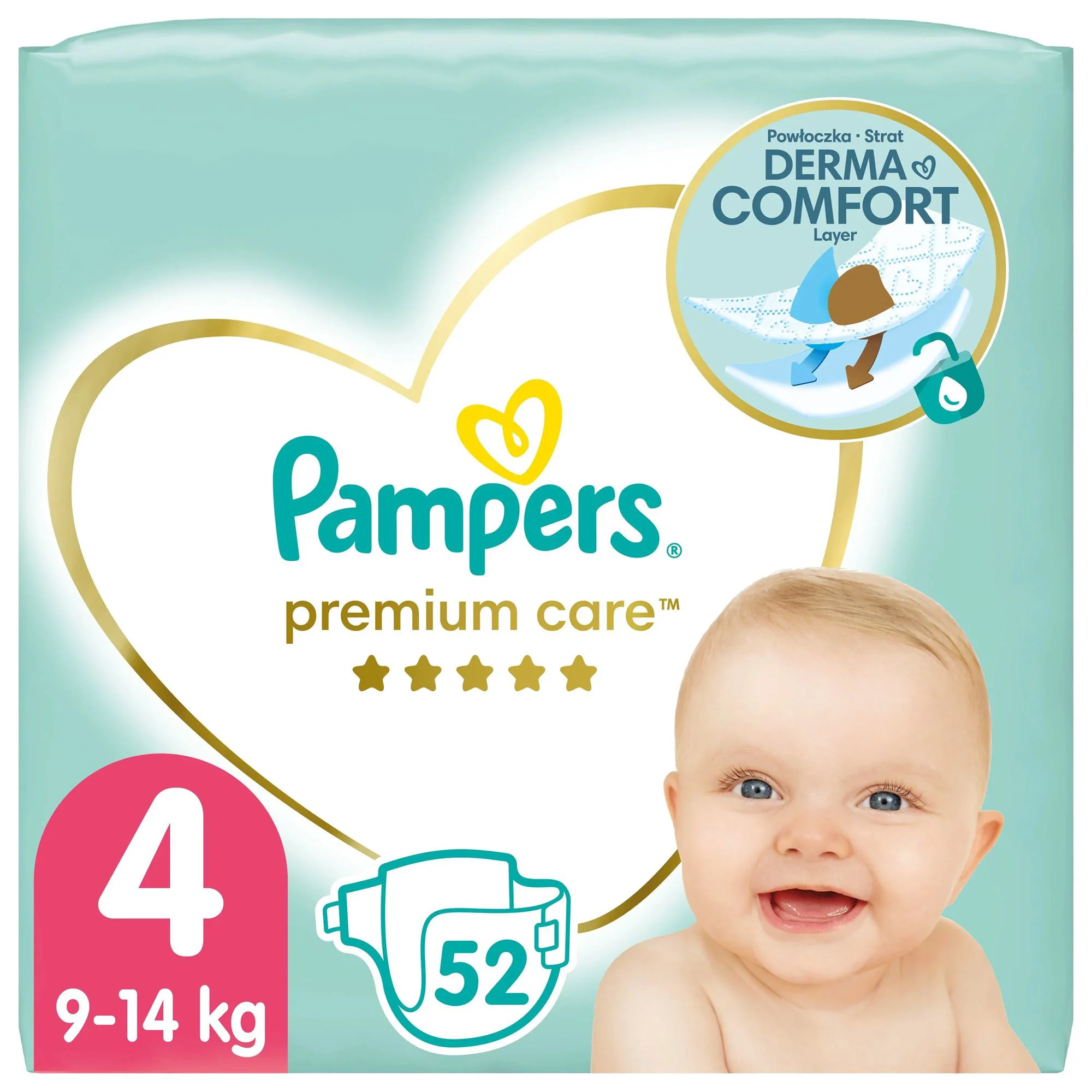 Scutece Pampers Premium Care 4 (9-14 kg), 52 buc.
