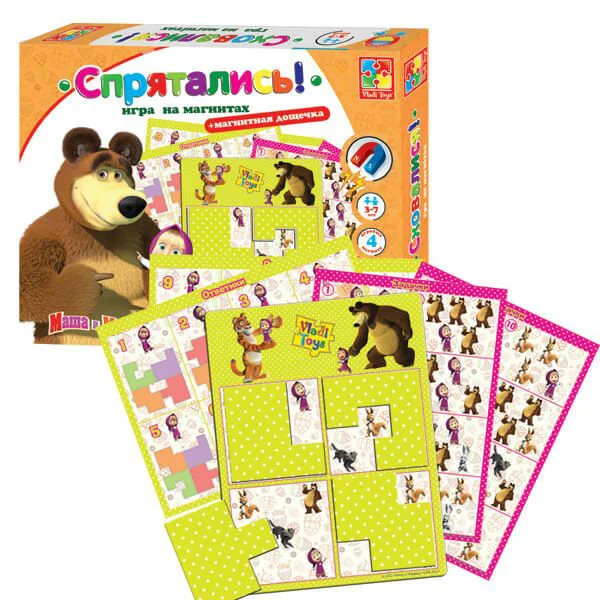 image for Игра настольная на магнитах "Спрятались" Маша и медведь foto