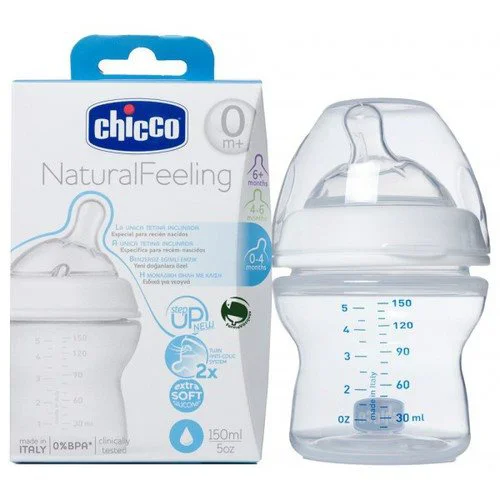 image for Biberon Chicco STEP UP 1 cu tetina din silicon inclinata, flux normal (0+ luni), 150 ml foto