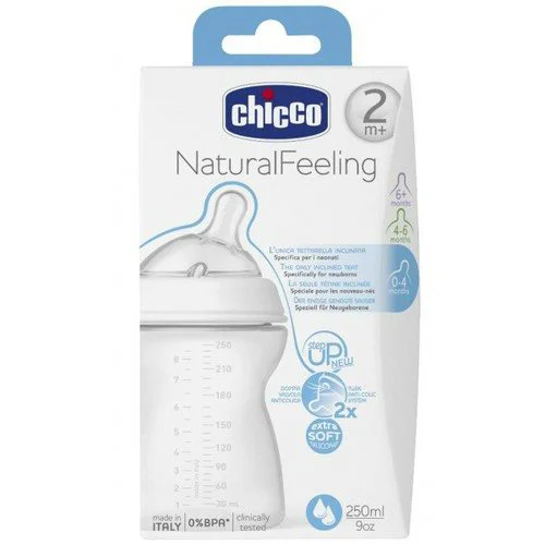 image for Бутылочка Chicco Step Up 2 соска с наклоном, силикон, регулируемый поток (2+ мес.), 250мл foto