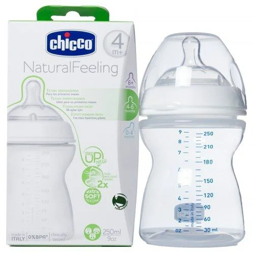 image for Biberon Chicco STEP UP 2 cu tetina din silicon inclinata, flux reglabil (4+ luni), 250 ml foto