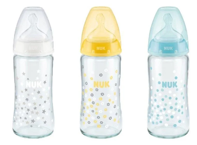 image for Бутылочка стеклянная NUK First Choice с силиконовой соской (0-6 мес.), 240 мл foto