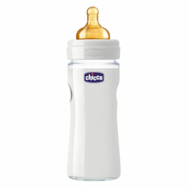Biberon din sticla Chicco Nature Glass cu tetina din latex, 240 ml foto