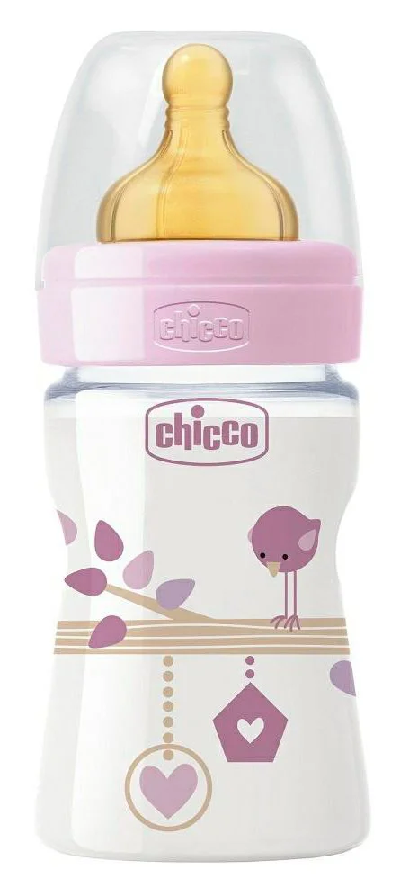 Бутылочка пластиковая Chicco Girl Well Being с латексной соской, 150 мл