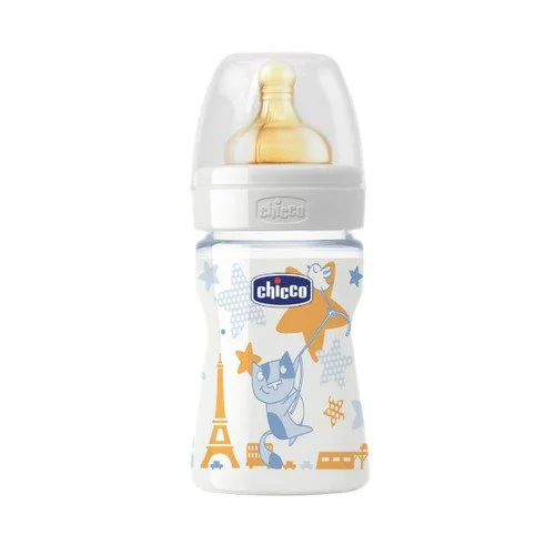 Biberon din plastic Chicco Boy Well Being cu tetina din latex, flux normal, 150 ml foto