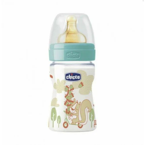 Biberon din plastic Chicco Well Being FUN cu tetina din latex, flux normal, 150 ml foto