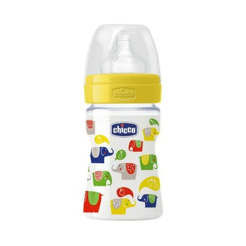 Biberon din plastic Chicco Well Being IRONIC cu tetina din silicon, flux normal, 150 ml foto