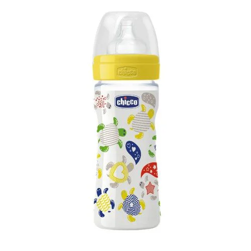 Biberon din plastic Chicco Well Being IRONIC cu tetina din silicon, flux reglabil, 250 ml foto