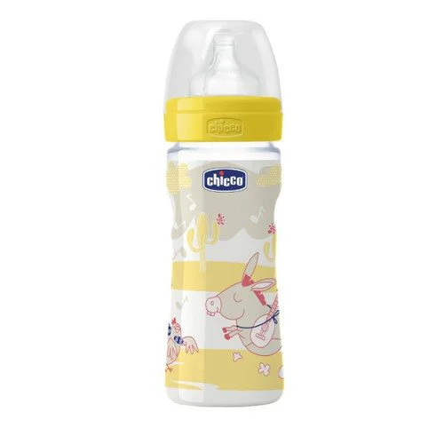 Biberon din plastic Chicco Well Being ROMANTIC cu tetina din silicon, flux reglabil, 250 ml foto