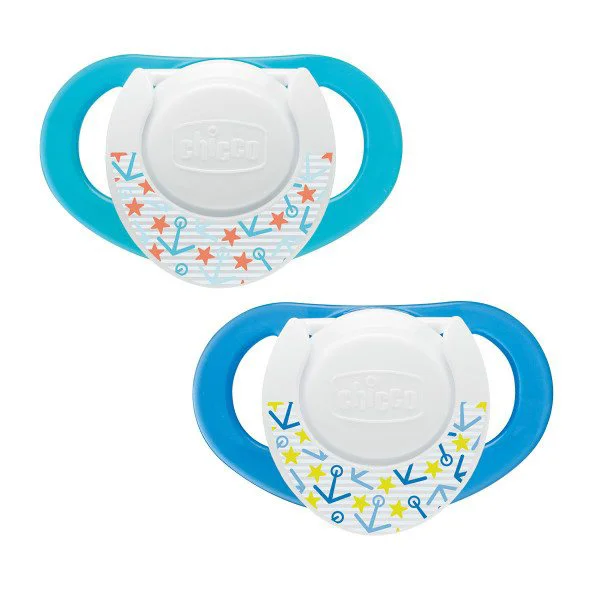 image for Пустышка с кольцом Chicco Physio Compact силиконовая Синяя (6-12 мес.), 2 шт. foto