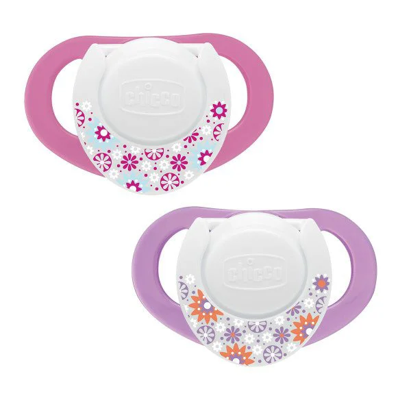 image for Пустышка с кольцом Chicco Physio Compact силиконовая Розовая (6-12 мес.), 2 шт. foto