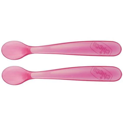 Ложки Chicco из мягкого силикона Pink (6+ мес.), 2 шт.