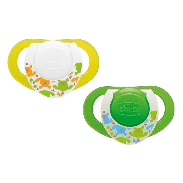 image for Пустышка с кольцом Chicco Physio Compact силиконовая Luminiscenta (6-12 мес.), 2 шт. foto