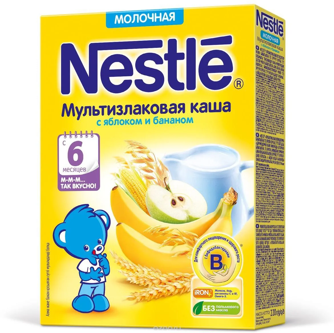 image for Каша молочная Мультизлаковая Nestle с яблоком и бананом (6+ мес.), 220 г foto