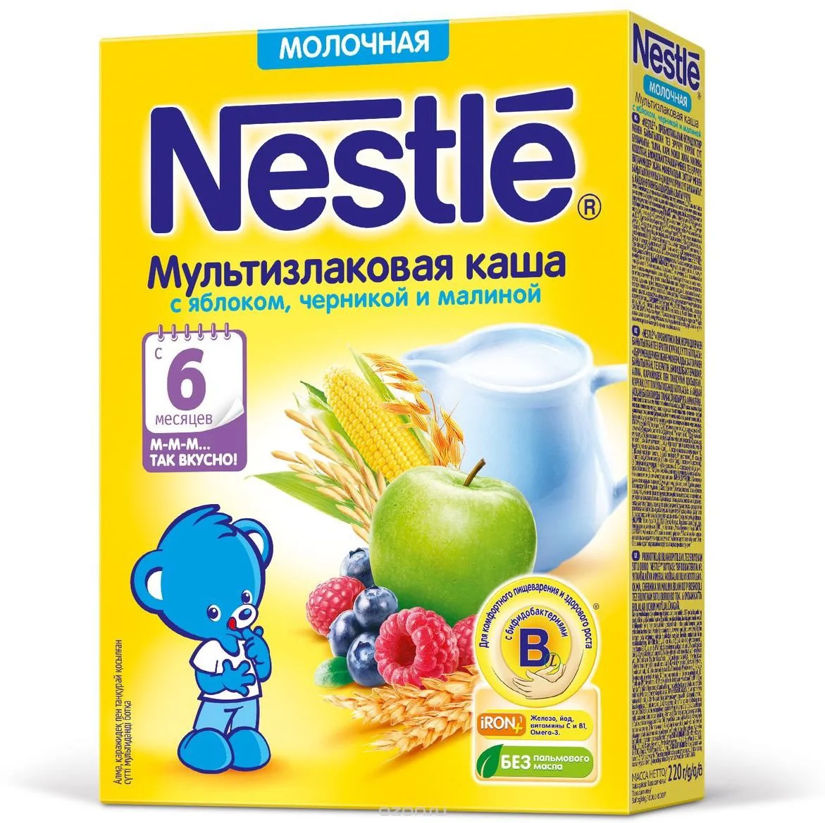 image for Каша молочная Мультизлаковая Nestle с яблоком, черникой и малиной (6+ мес.), 220 г foto
