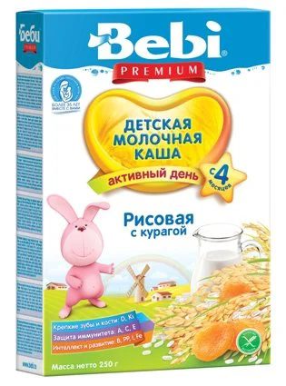 Terci de orez cu lapte Bebi cu caise uscate (4+ luni), 250 g