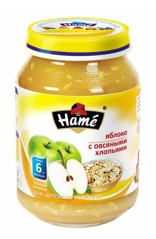 Пюре Hame Яблоко с овсяными хлопьями (6+ мес.), 190 г