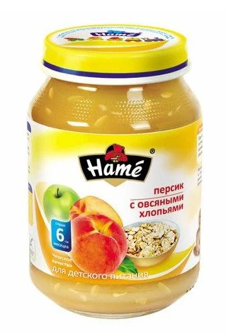 Пюре Hame Персик с овсяными хлопьями (6+ мес.), 190 г
