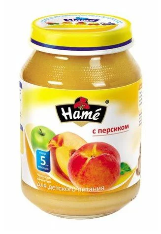 Пюре Hame Яблоко и персик (5+ мес.), 190 г