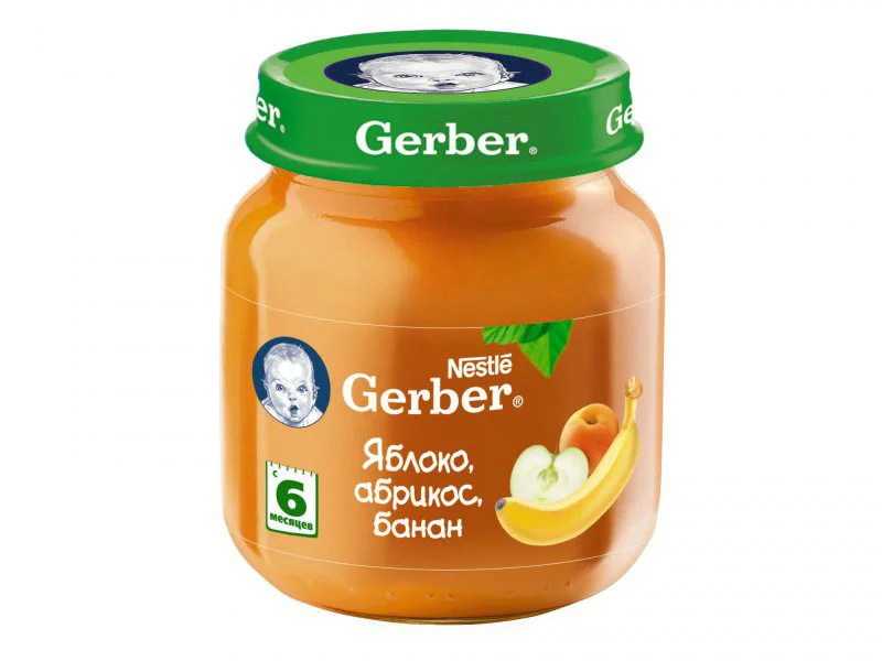 Piure Gerber din mere, caise si banane (6+ luni), 130 g foto