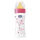 Biberon din plastic Chicco Girl Well Being cu tetina din latex, 330 ml