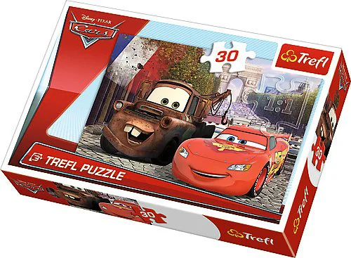 Puzzle Trefl Disney Cars 2 Mater and Lightning in Europe, 30 piese foto