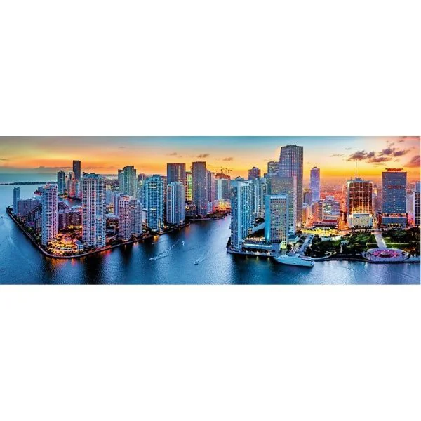 Puzzle Trefl Panorama - Miami after dark, 1000 piese foto