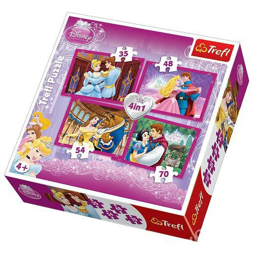 Puzzle Trefl Disney Couples in love, 4 in 1 (35+48+54+70 piese) foto