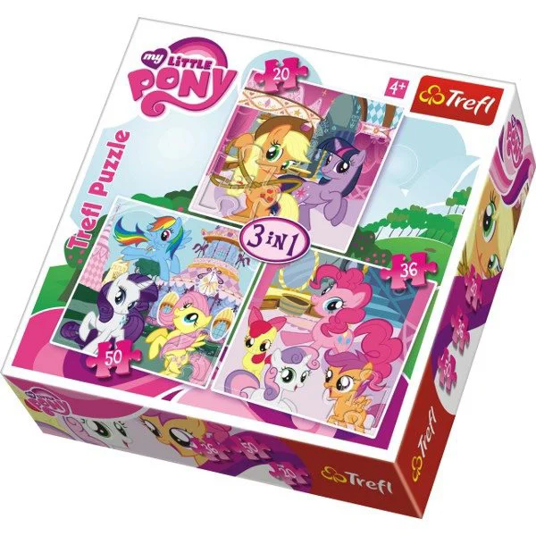Puzzle Trefl Hasbro Rainbowdash and Fluttershy, 3 in 1 (20+36+50 piese) foto