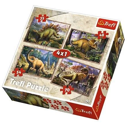 Puzzle Trefl Dinosaurs, 4 in 1 (35+48+54+70 piese) foto